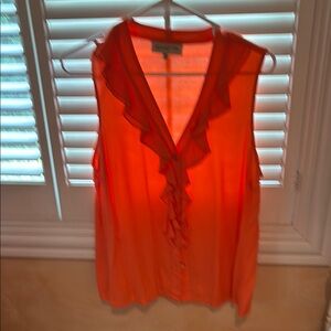 Orange Ruffled Sleeveless Top